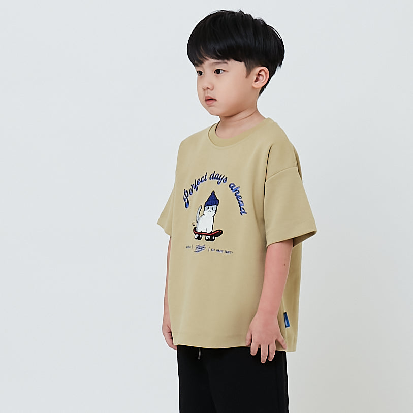 Boy Embroidery Oversized Tee - Olive - SB2602019C