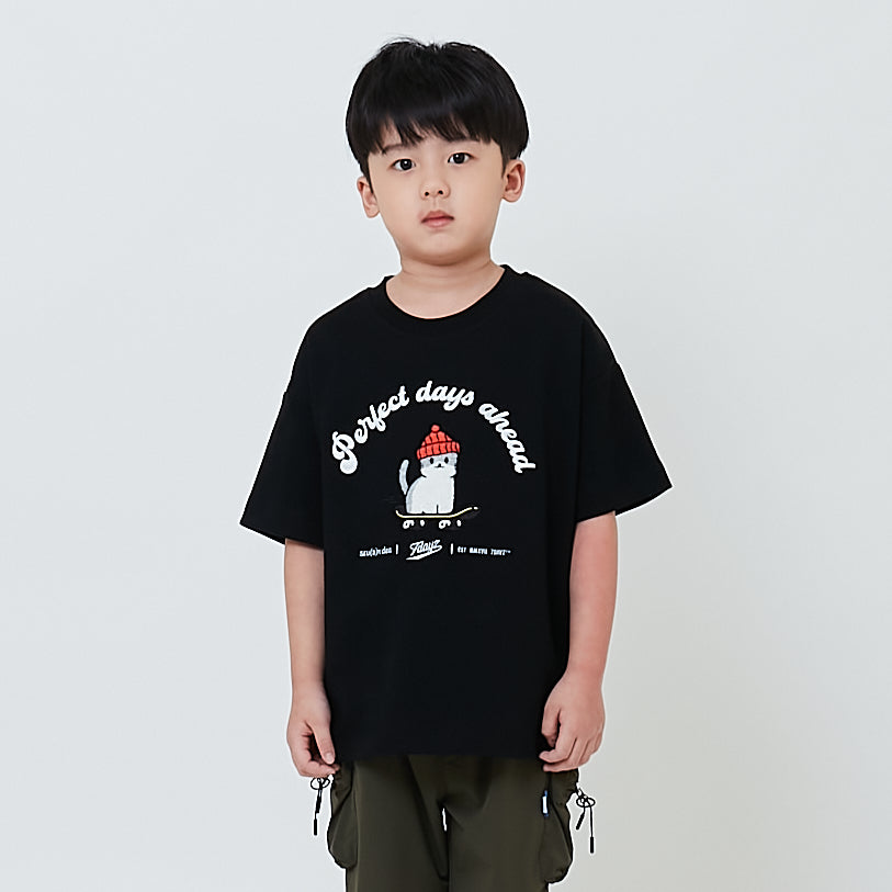 Boy Embroidery Oversized Tee - Black - SB2602019D