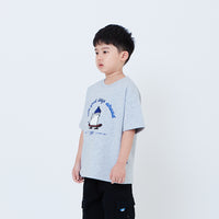 Boy Embroidery Oversized Tee - Melange Grey - SB2602019E