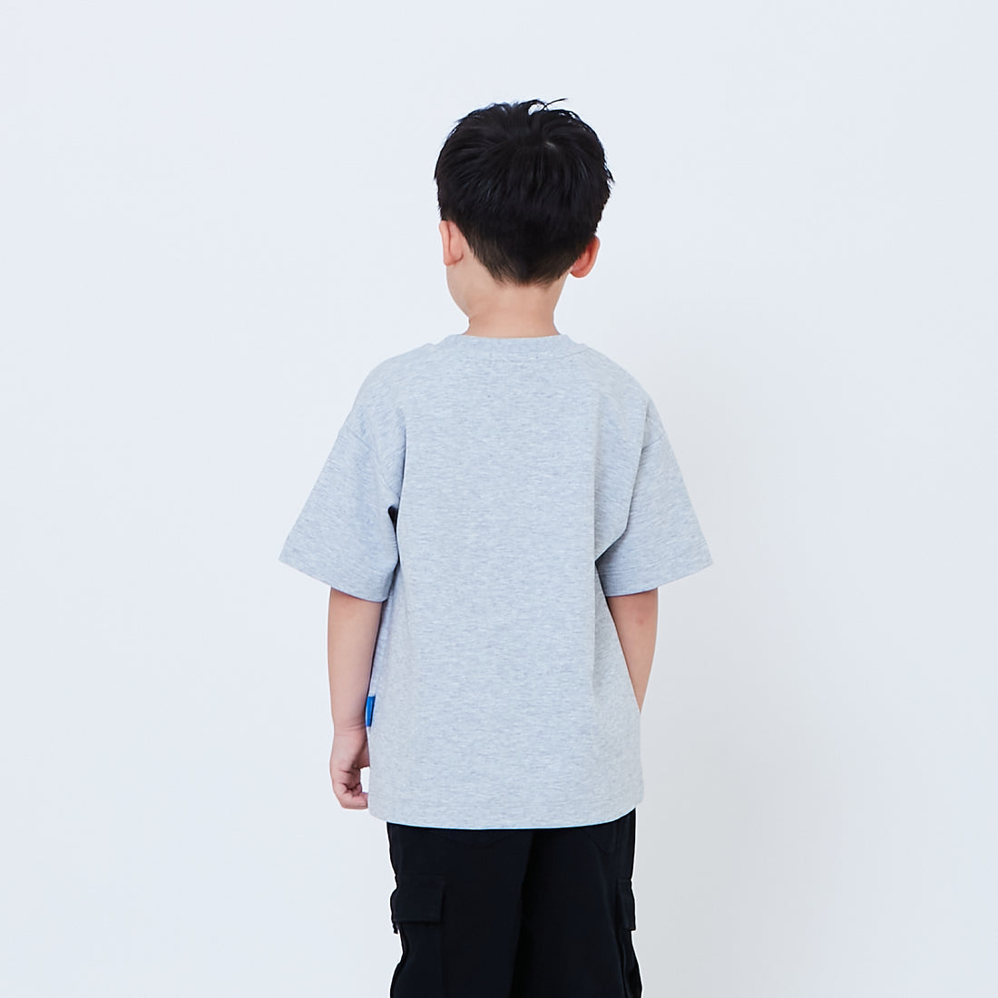 Boy Embroidery Oversized Tee - Melange Grey - SB2602019E