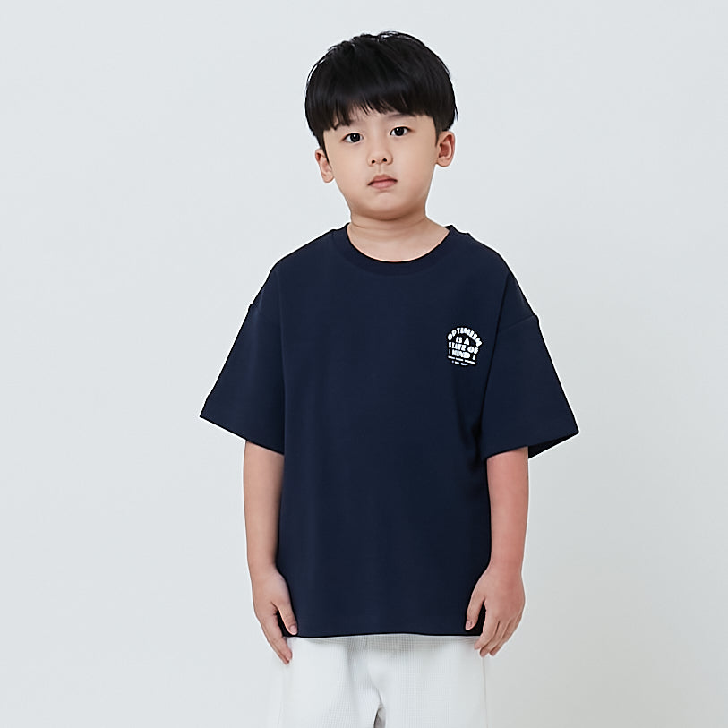 Boy Printed Oversized Tee - Navy - SB2602021D