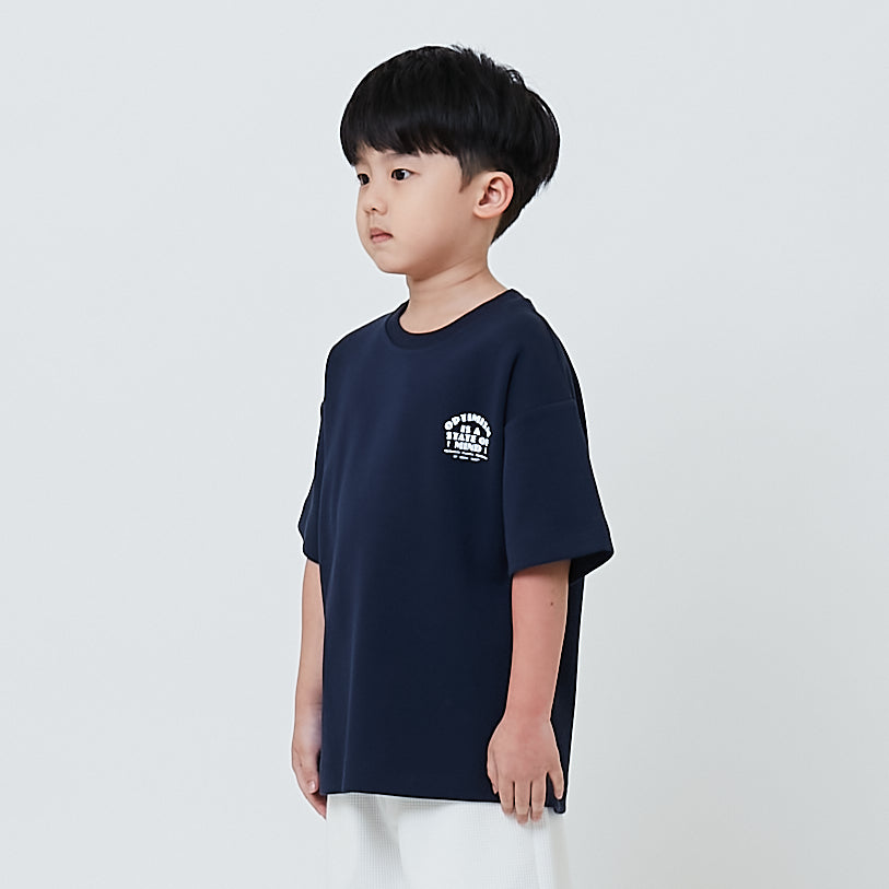 Boy Printed Oversized Tee - Navy - SB2602021D
