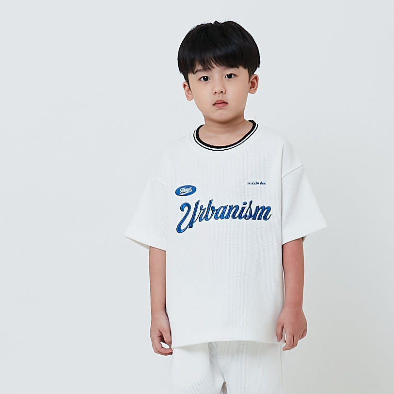 Boy Embroidery Oversized Waffle Knit Top - Off White - SB2602022A