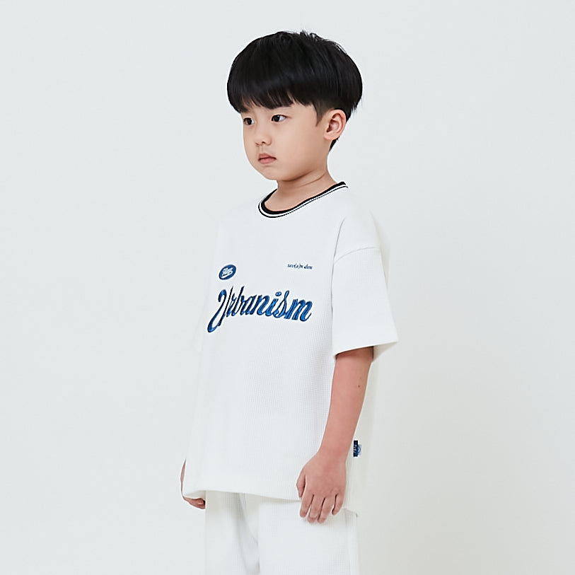 Boy Embroidery Oversized Waffle Knit Top - Off White - SB2602022A