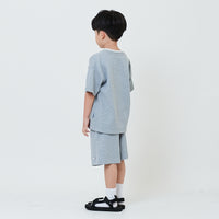 Boy Waffle Knit Embroidery Shorts - Melange Grey - SB2602023B