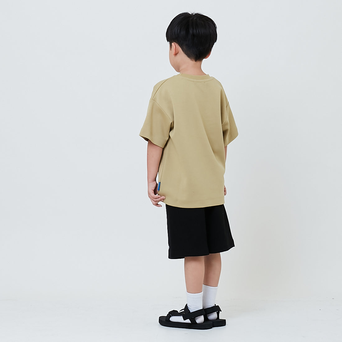 Boy Waffle Knit Embroidery Shorts - Black - SB2602023C