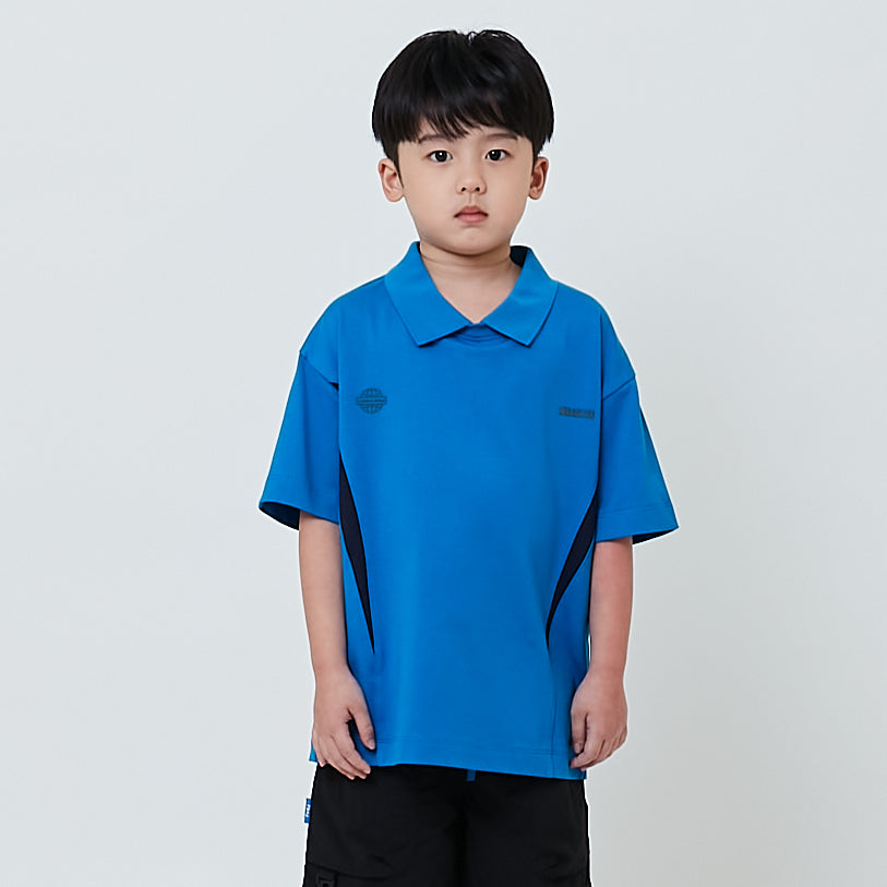 Boy Printed Oversized Polo Tee - Blue - SB2603026A