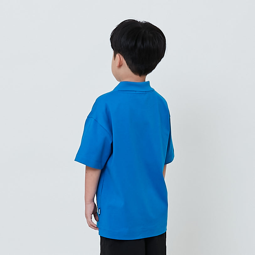 Boy Printed Oversized Polo Tee - Blue - SB2603026A