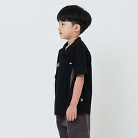 Boy Printed Oversized Polo Tee - Black - SB2603026B