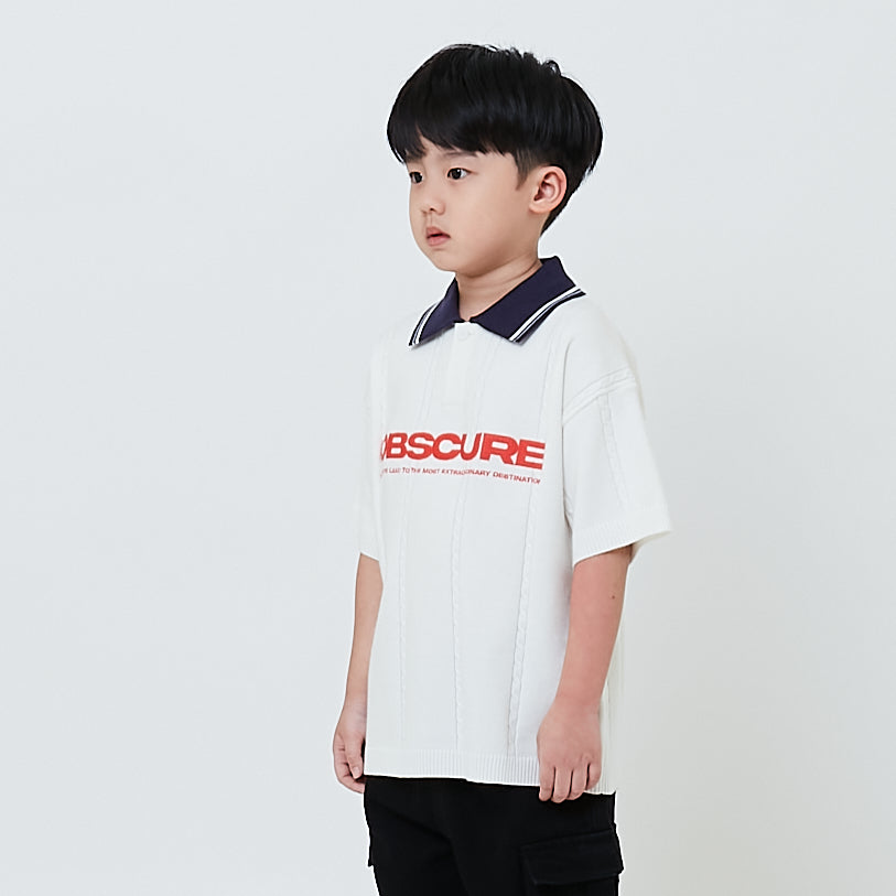 Boy Emboidery Oversized Polo Top - Off White - SB2603027A