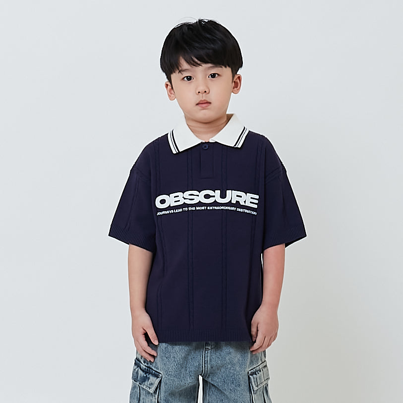 Boy Emboidery Oversized Polo Top - Navy - SB2603027B