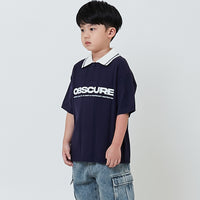 Boy Emboidery Oversized Polo Top - Navy - SB2603027B