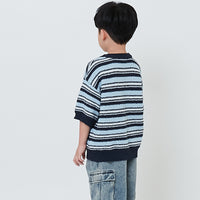 Boy Oversized Stripe Sweater - Light Blue - SB2603028A