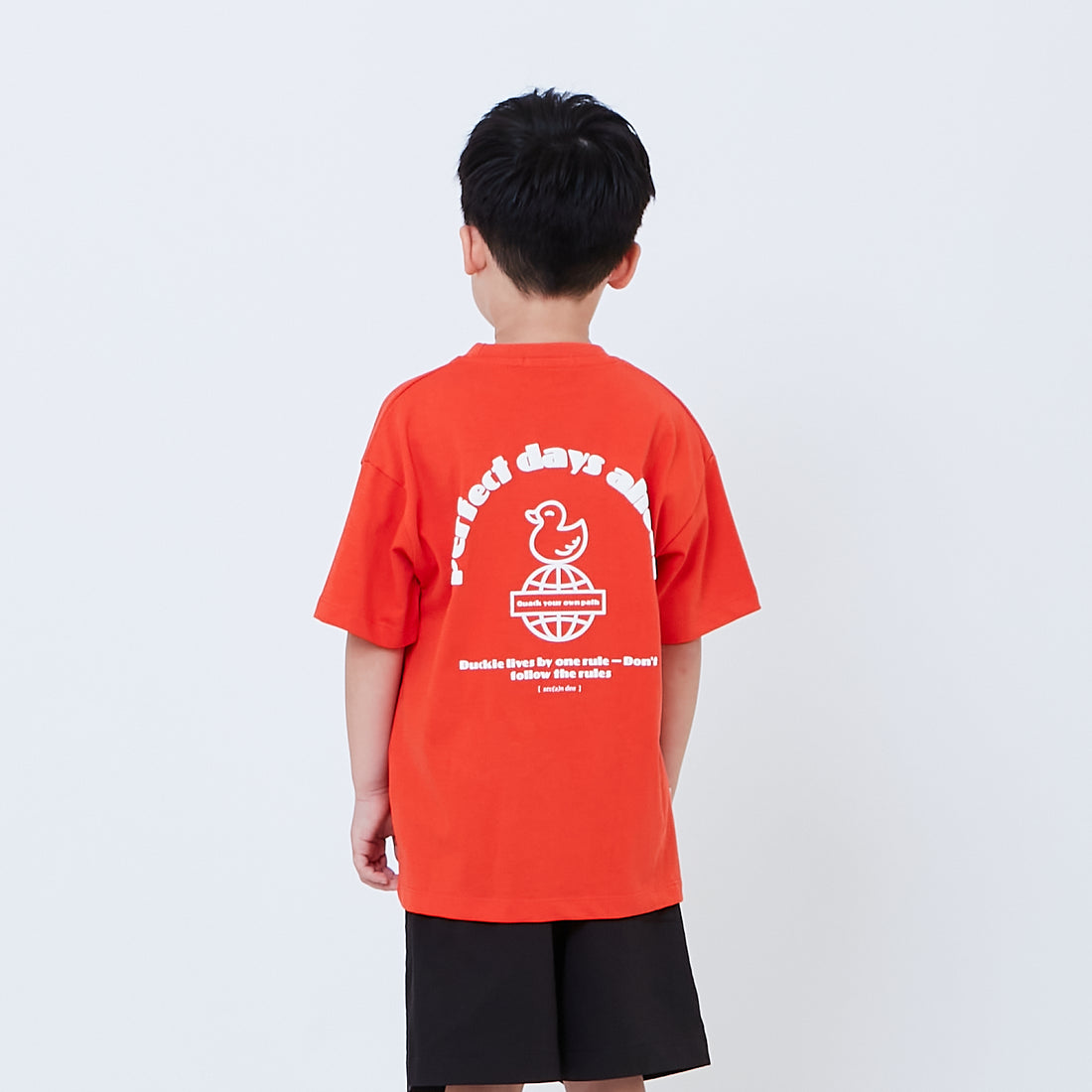 Boy Printed Oversized Tee - Dark Orange - SB2603031D