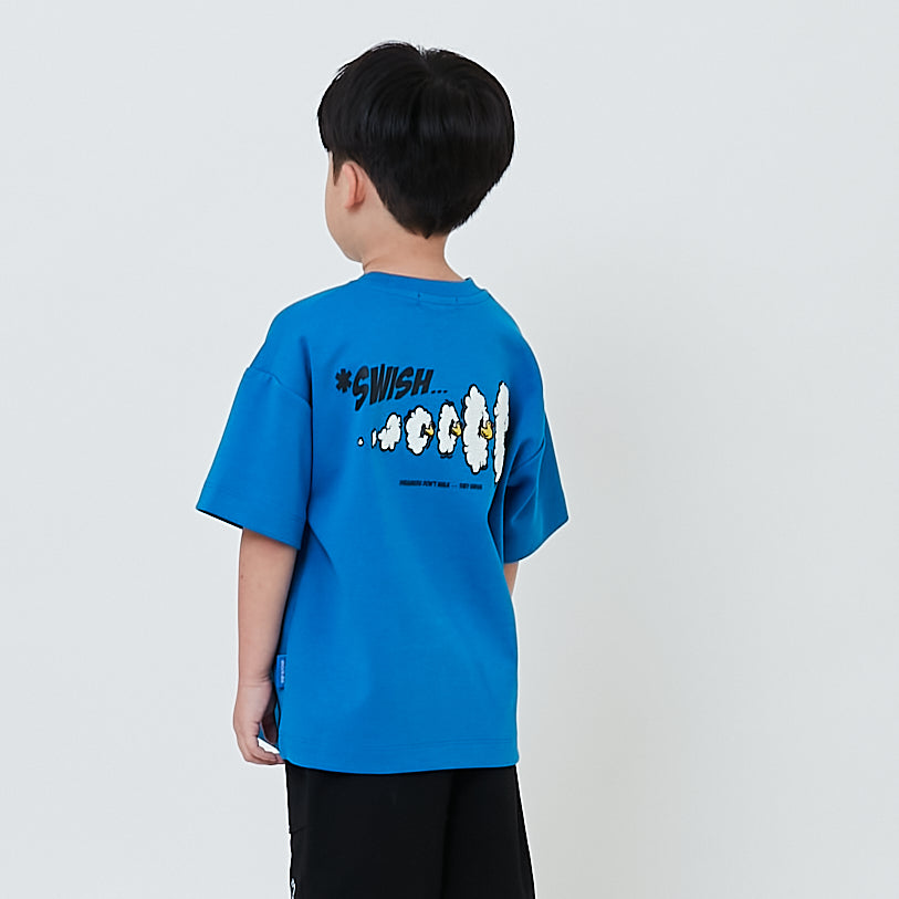 Boy Embroidery Oversized Tee - Blue - SB2603033B