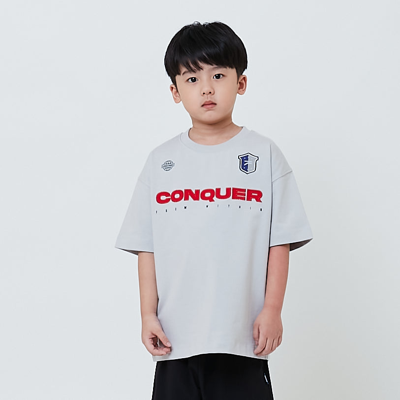 Boy Embroidery Oversized Tee - Grey - SB2604036A