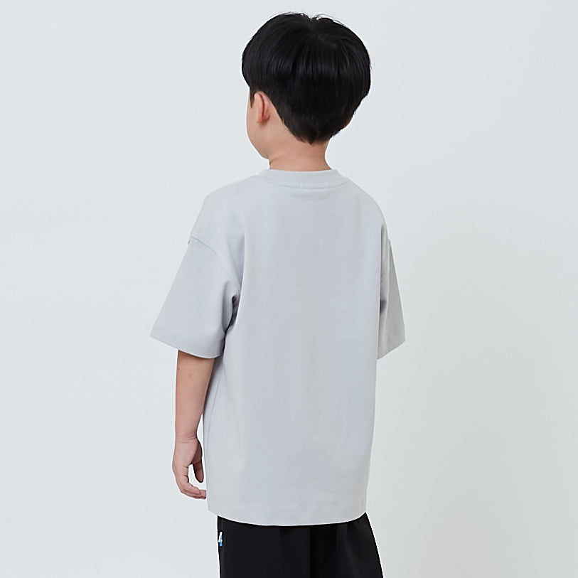 Boy Embroidery Oversized Tee - Grey - SB2604036A