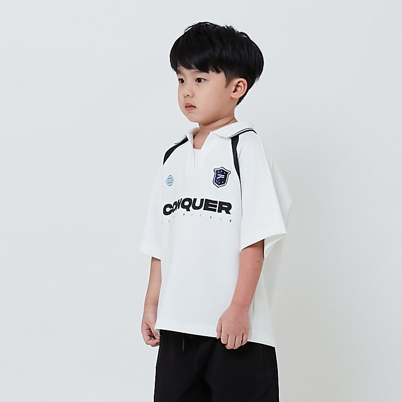 Boy Embroidery Oversized Polo Jersey - Off White - SB2604039A