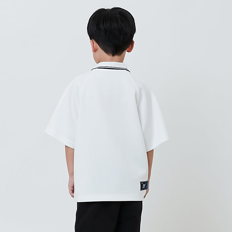 Boy Embroidery Oversized Polo Jersey - Off White - SB2604039A