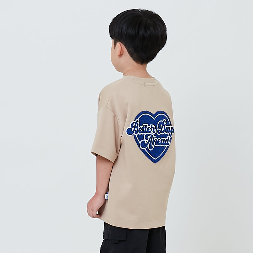 Boy Emrboidery Oversized Tee - Beige - SB2604041A