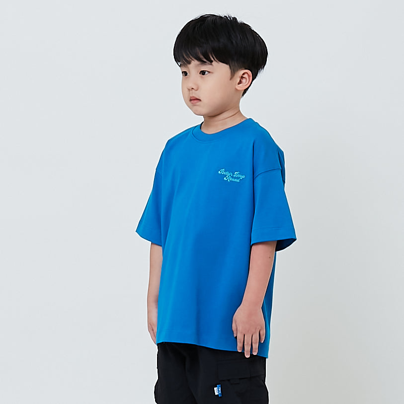 Boy Embroidery Oversized Tee - Blue - SB2604042B