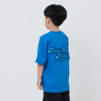 Boy Embroidery Oversized Tee - Blue - SB2604042B