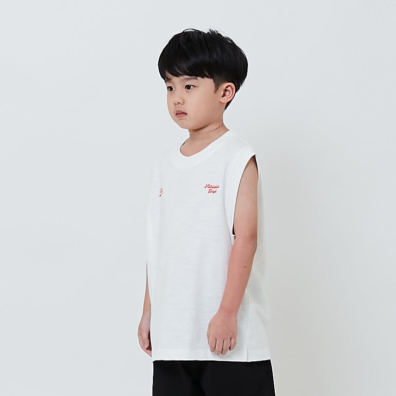 Boy Printed Oversized Sleeveless Top - Off White - SB2604043A