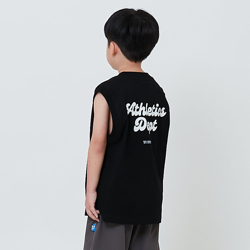 Boy Printed Oversized Sleeveless Top - Black - SB2604043B
