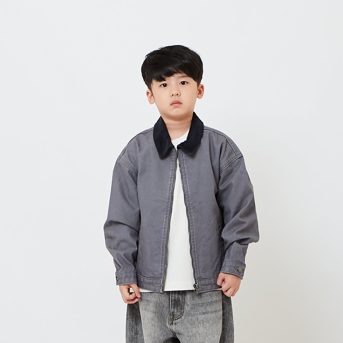 Boy Corduroy Cropped Jacket - Blue - SB2606083A
