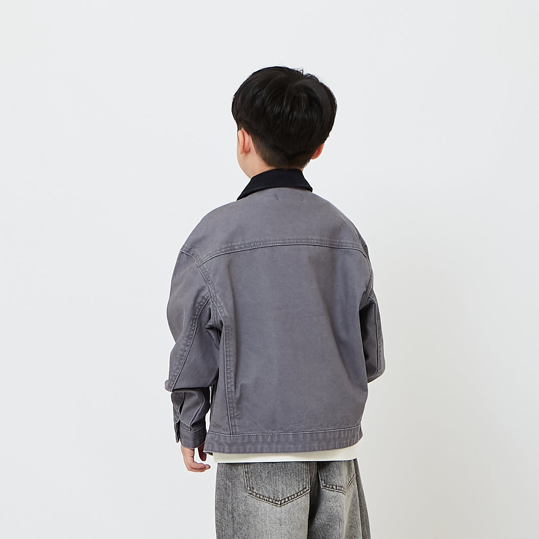 Boy Corduroy Cropped Jacket - Blue - SB2606083A