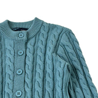 Girl Cable Knit Cropped Cardigan - Turquoise - SG2212139C