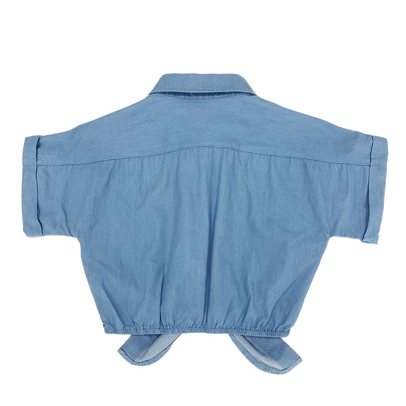Gril Cropped Shirt - Blue - SG2301013C