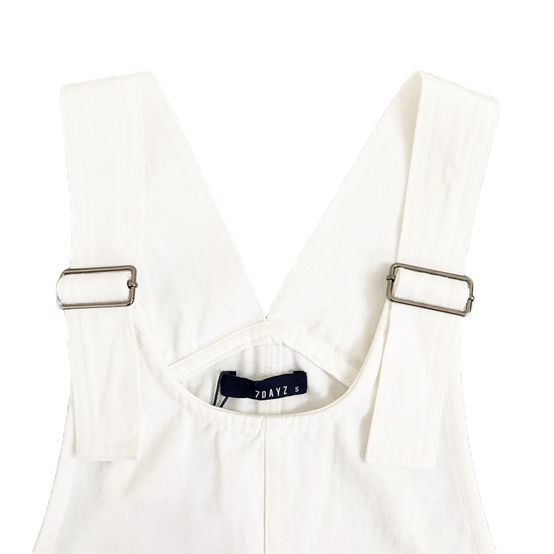 Girl Denim Dungree Dress - Off White - SG2307110A