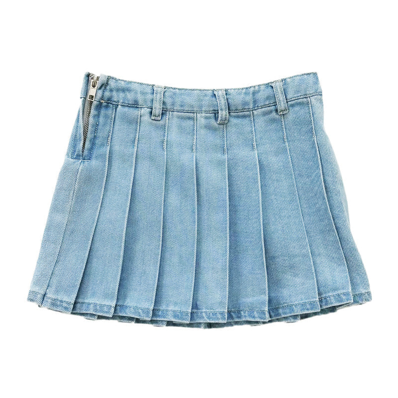 Girl Pleated Denim Skirt - Blue - SG2309070Z