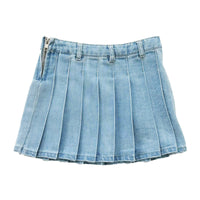 Girl Pleated Denim Skirt - Blue - SG2309070Z