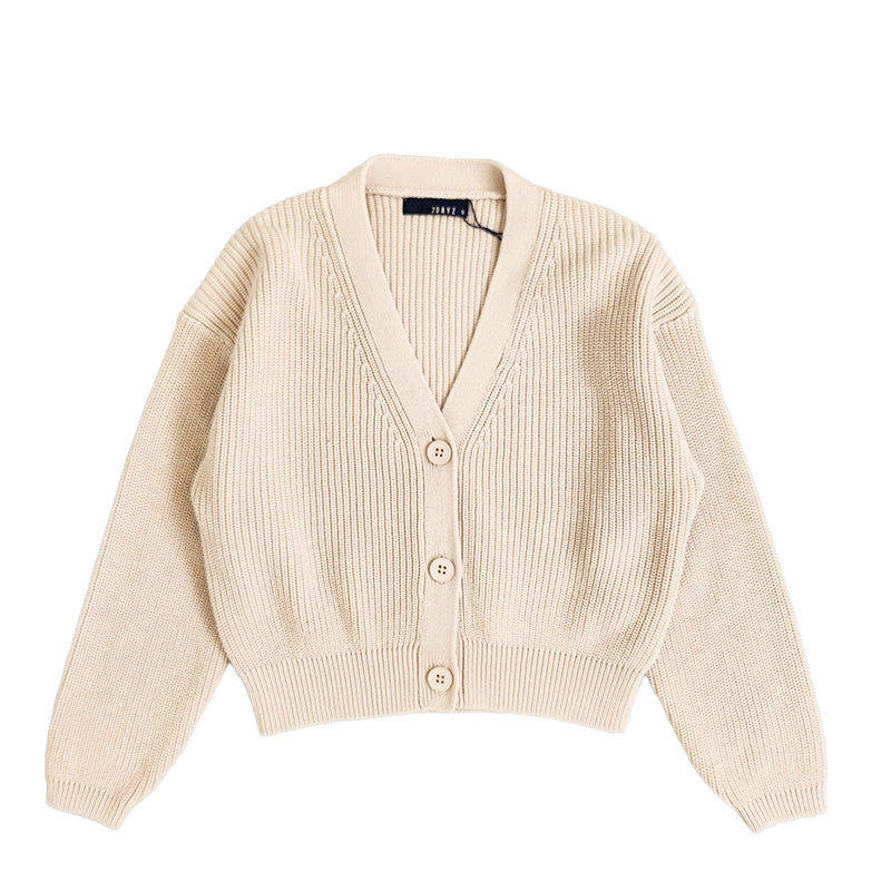 Girl Knit Cardigan - Khaki - SG2309072A