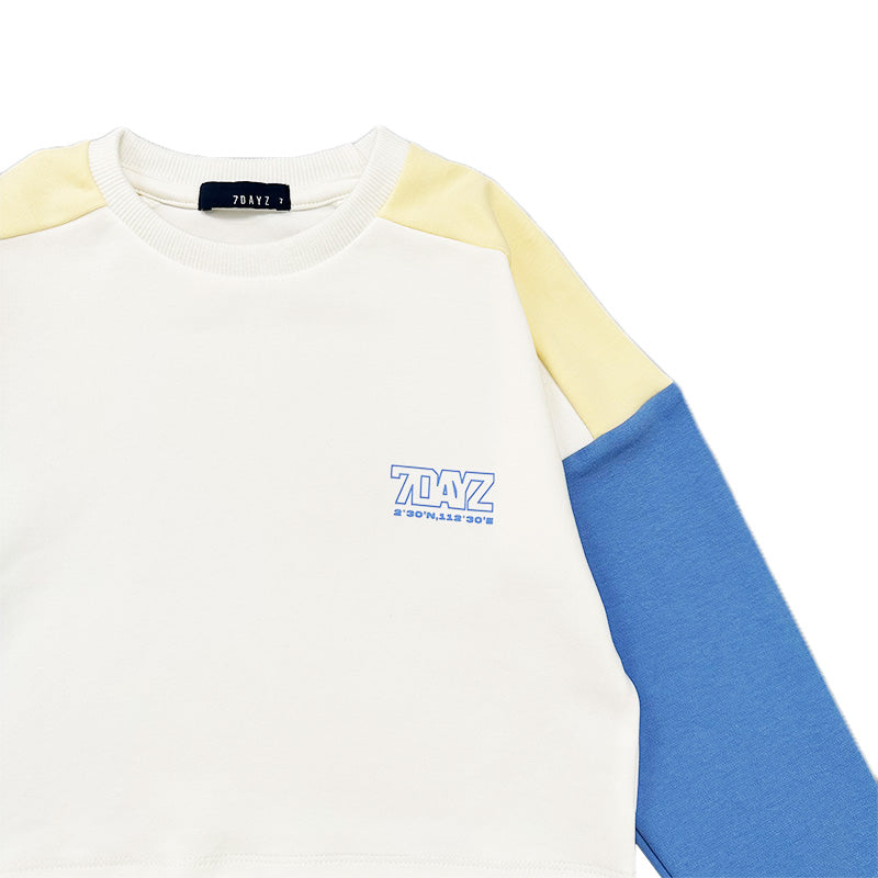 Girl Contrast Cropped Sweatshirt - Off White - SG2310081Z