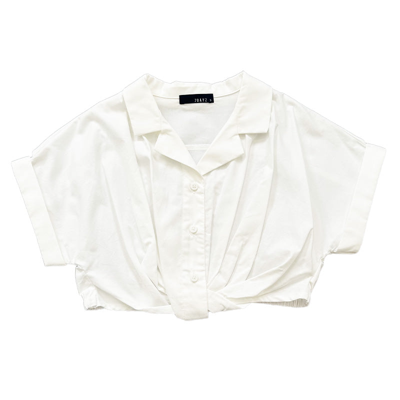 Girl Elastic Waist Shirt - Off White - SG2310082A