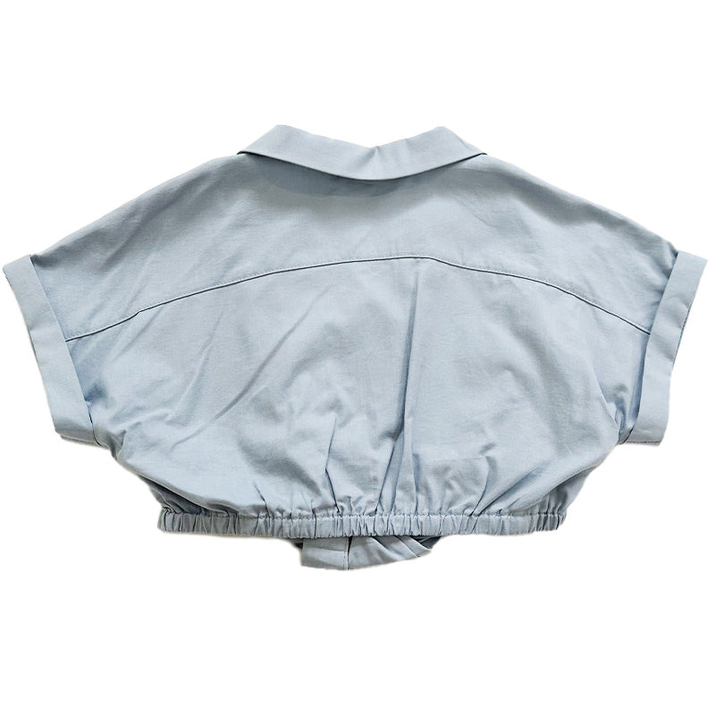 Girl Elastic Waist Shirt - Blue - SG2310082B
