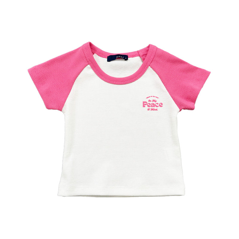 Girl Contrast Ribbed Top - Fuchsia - SG2311089A