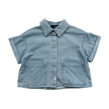 Girl Cropped Shirt - Blue - SG2311097B
