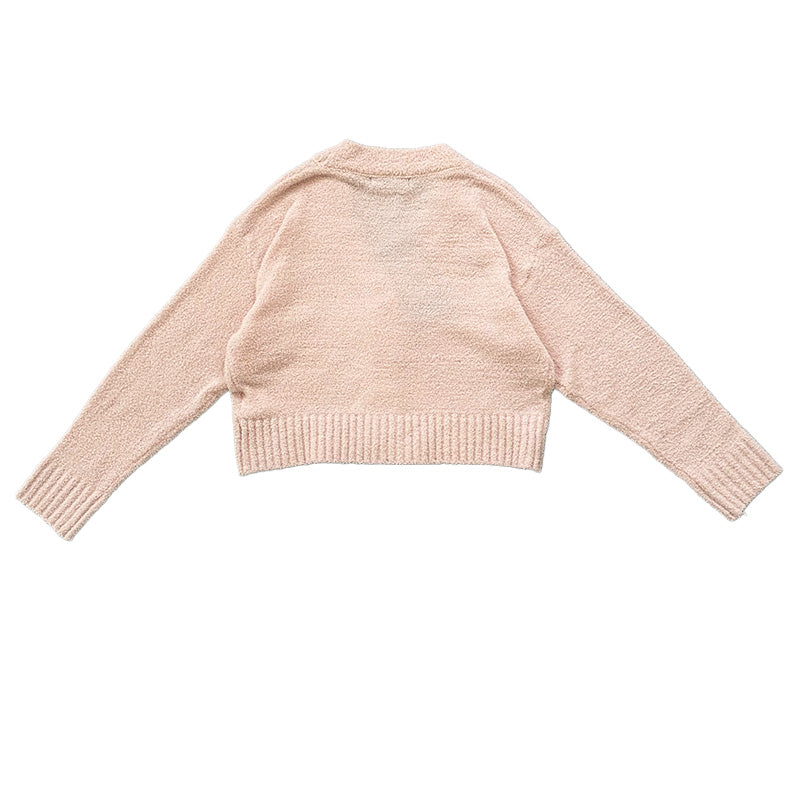 Girl Knit Cropped Cardigan - Pink - SG2312109B