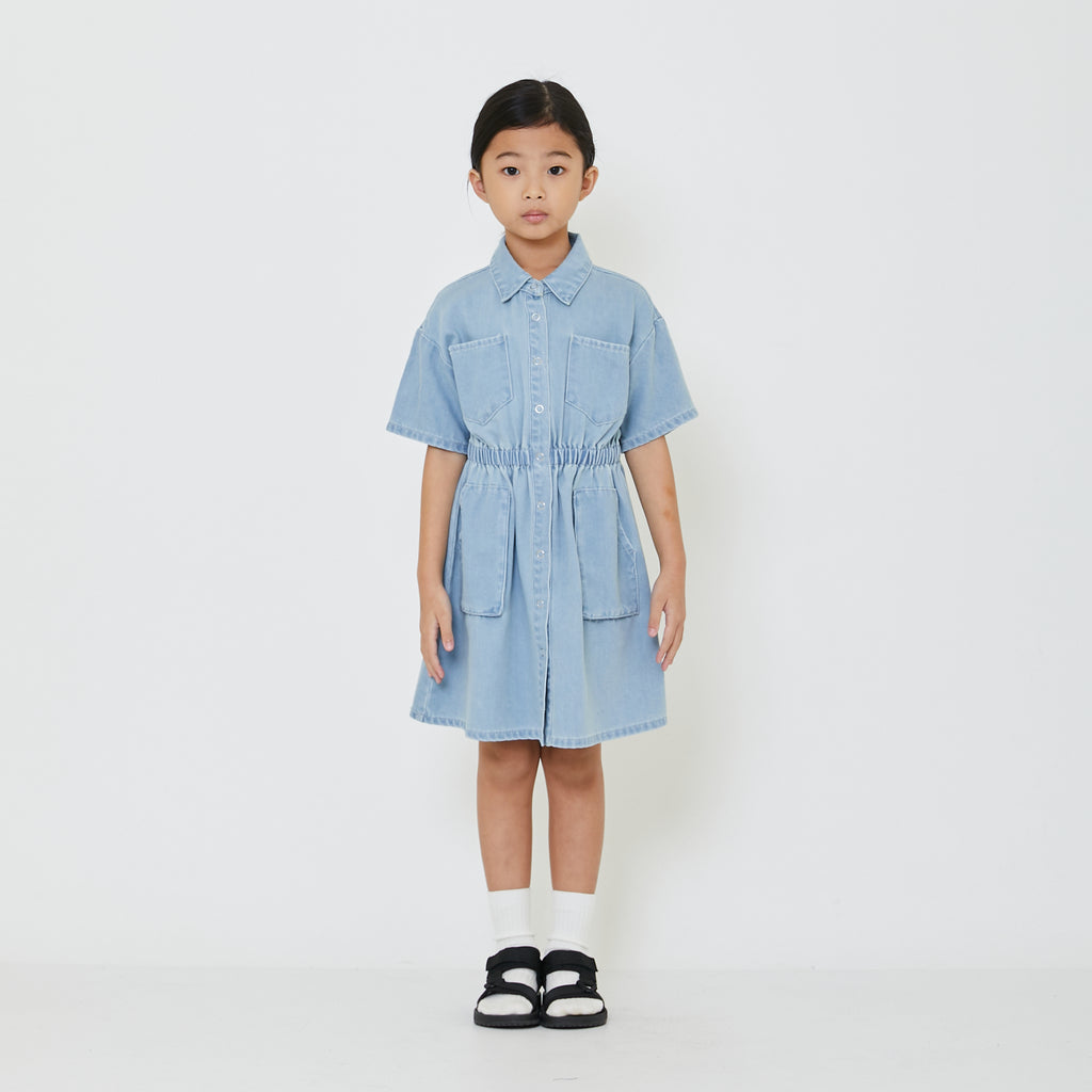 Girl Denim Dress - Light Blue - SG2402029A