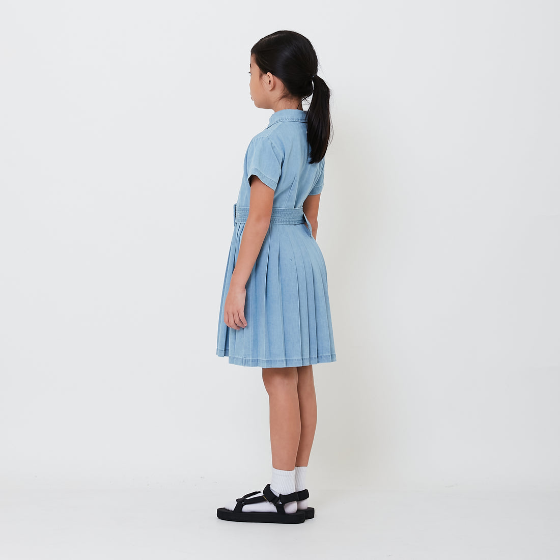 Girl Pleated Short Dress - Light Blue - SG2501013A