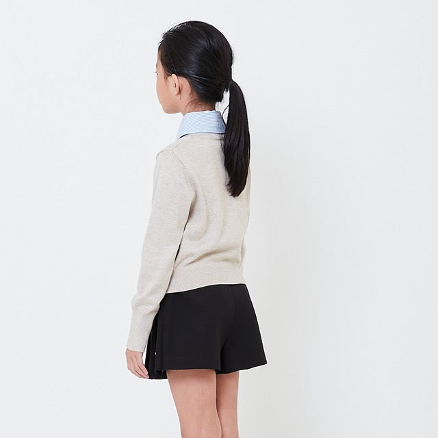 Girl Combined Knit Cardigan - Sand - SG2504047A