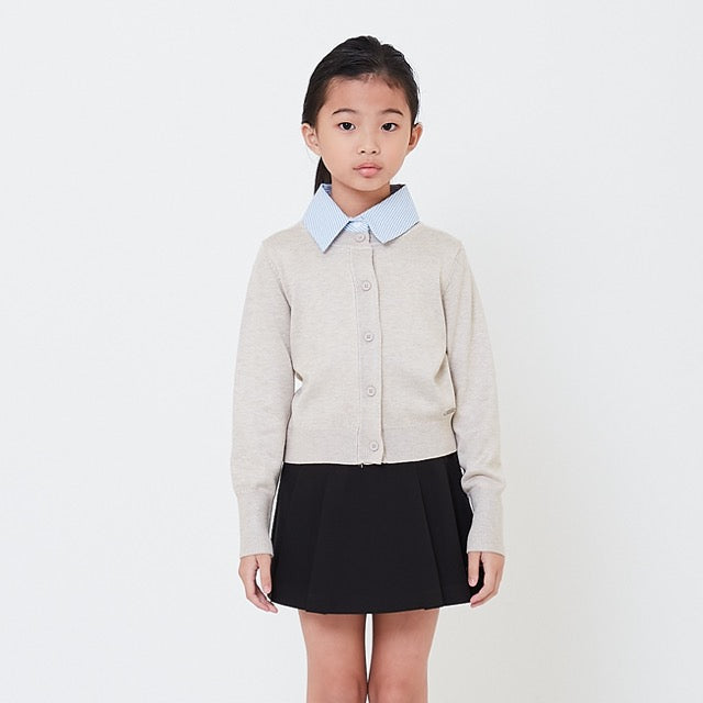 Girl Combined Knit Cardigan - Sand - SG2504047A