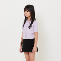 Girl Cable Knit Cropped Top - Purple - SG2508069A