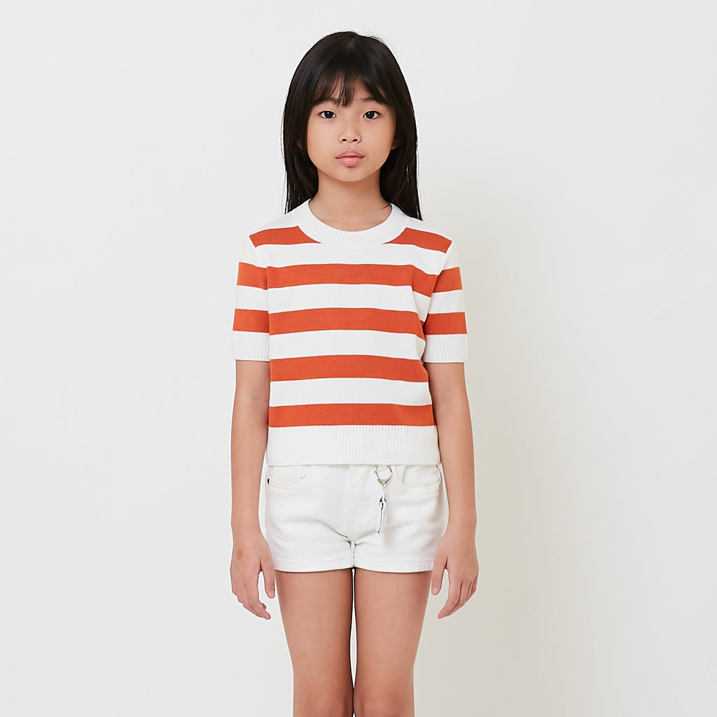 Girl Striped Knit Cropped Top - SG2509075