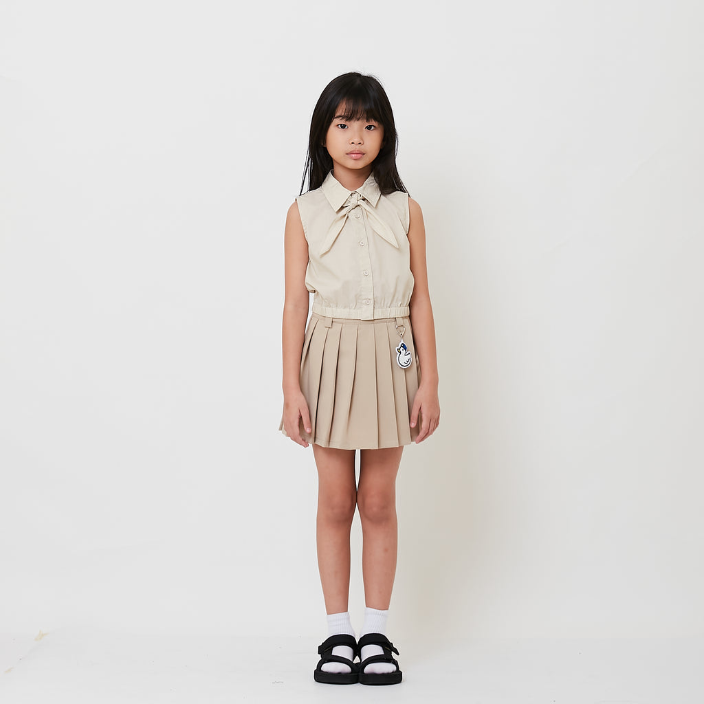 Girl Pleated Skirt - Khaki - SG2509078A