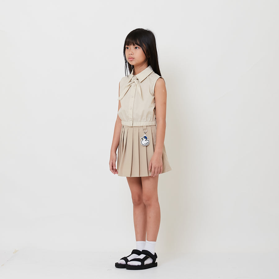 Girl Pleated Skirt - Khaki - SG2509078A